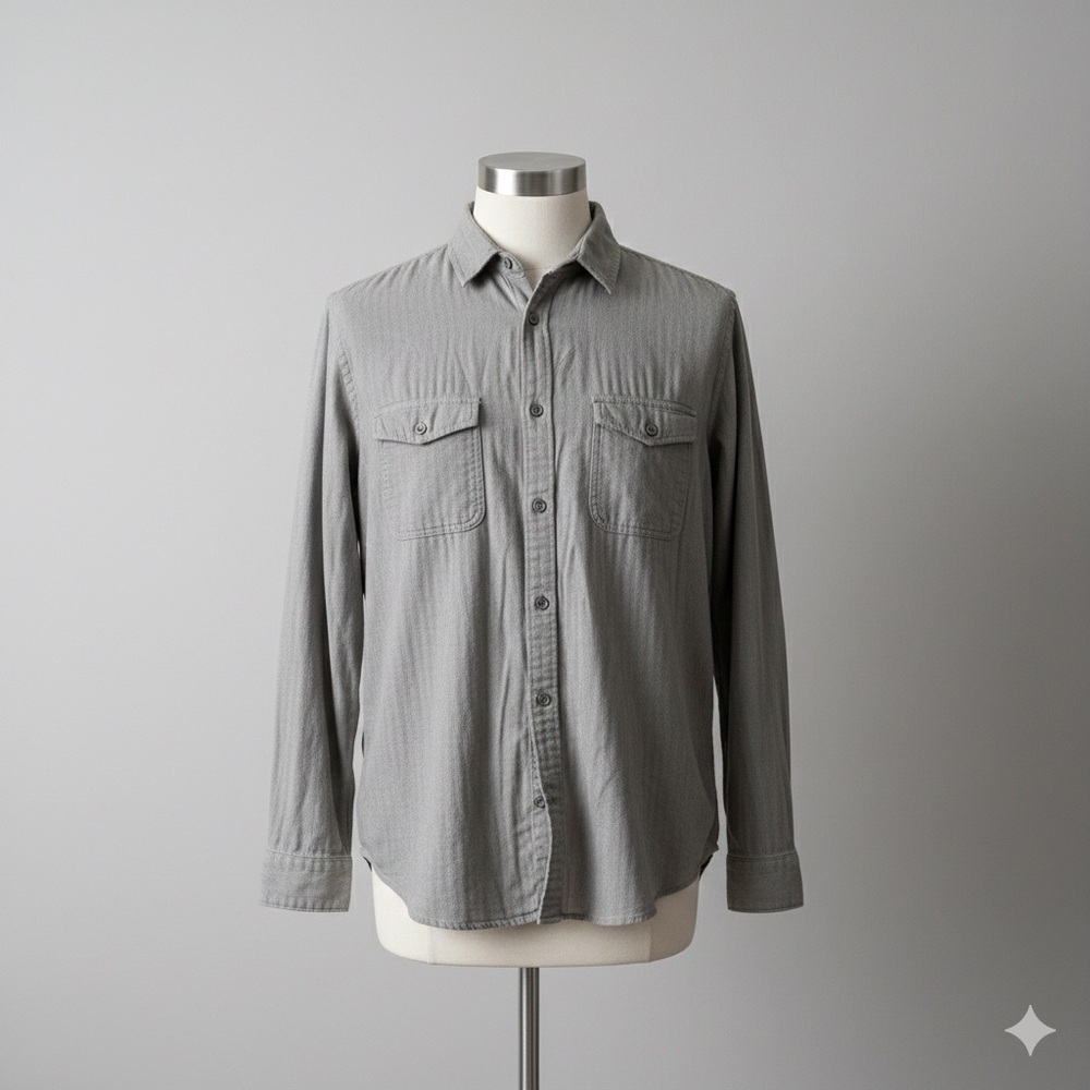 Express Light Gray Herringbone Shirt